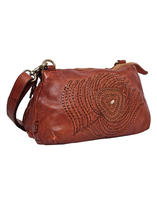 Art N Vintage Handcrafted Cognac Leather Crossbody Sling Bag