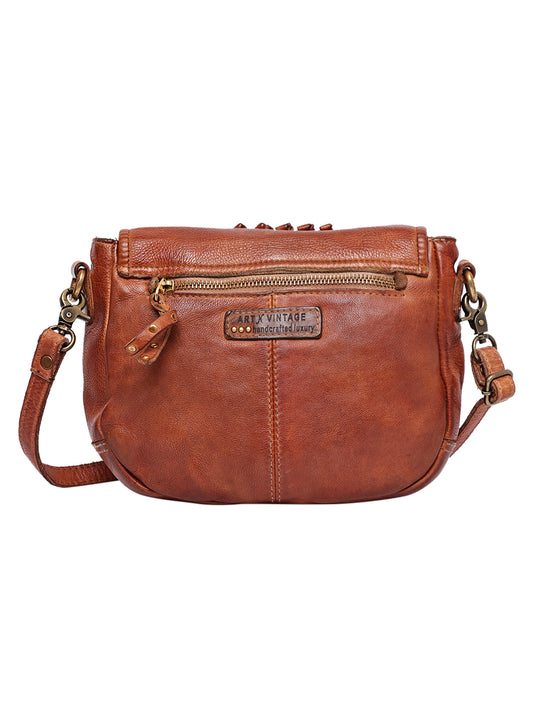 Celeste Handcrafted Cognac Leather Crossbody Bag
