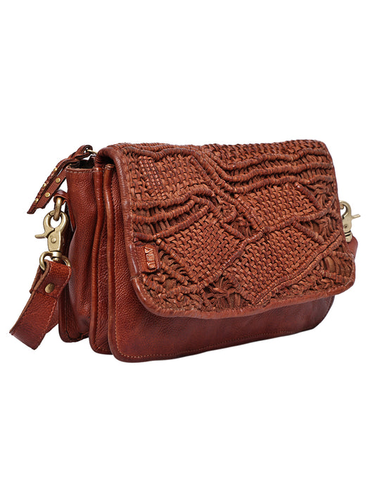 Elara Handwoven Leather Sling Bag