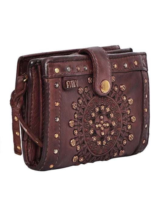 Art N Vintage Handcrafted Mandala Studded Genuine Leather Wallet