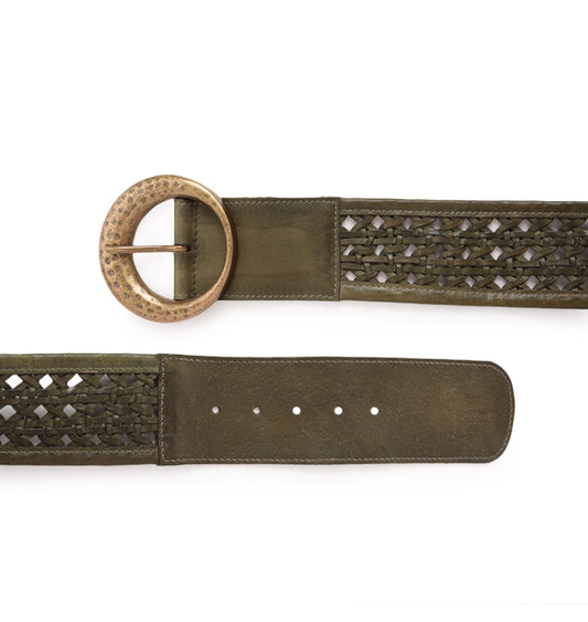 Olive Women's Genuine Leather Belt by Art N Vintage