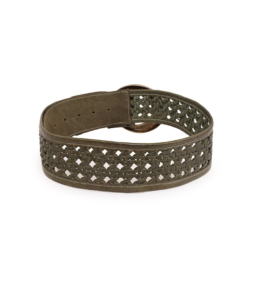 Olive  Women's Genuine Leather Belt by Art N Vintage