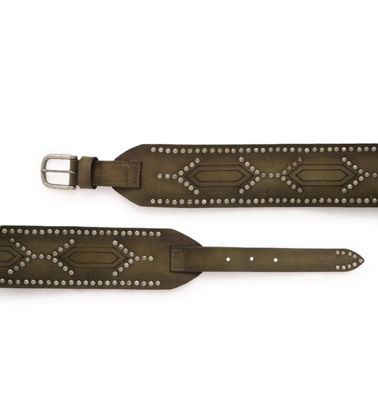 Olive Womens Genuine Leather Belt by Art N Vintage