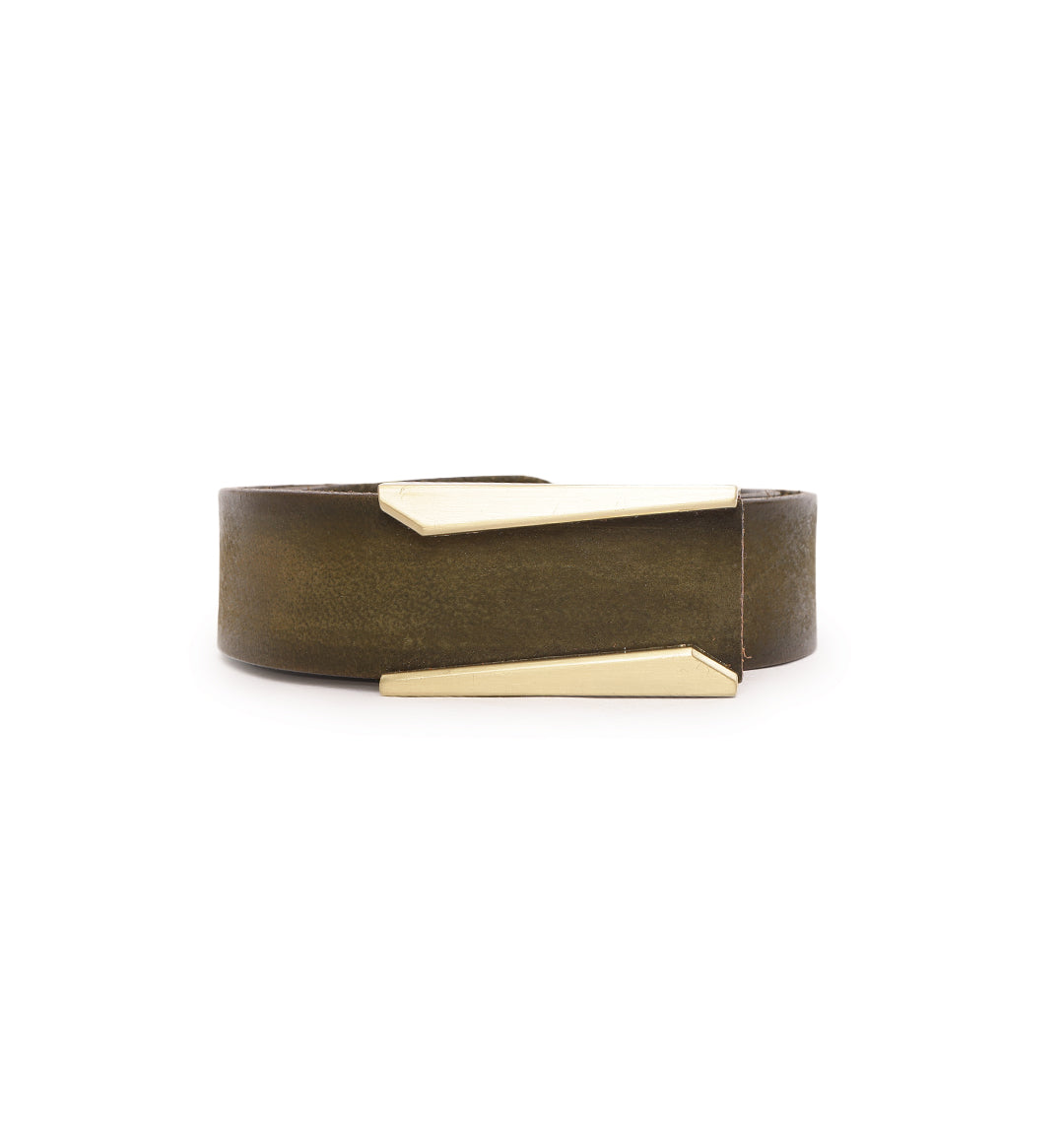 Olive Elegant Angled Buckle Belt by Art N Vintage