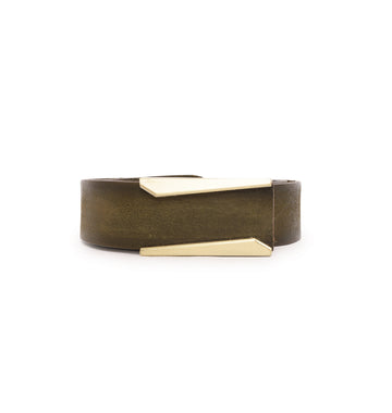 Olive Elegant Angled Buckle Belt by Art N Vintage