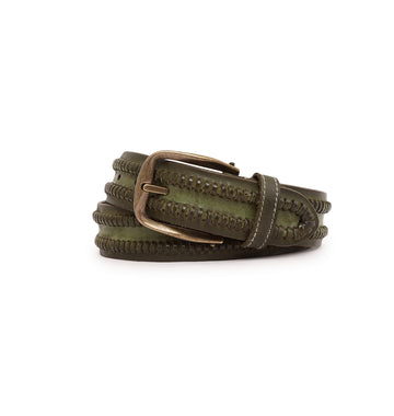 Olive Weaving Real Leather Men's Belt by Art N Vintage