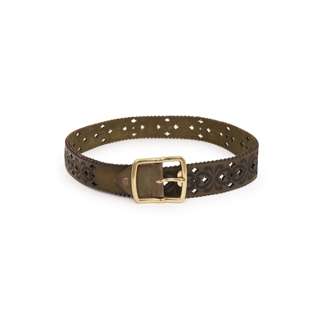 Olive Women's Genuine Leather Belt by Art N Vintage