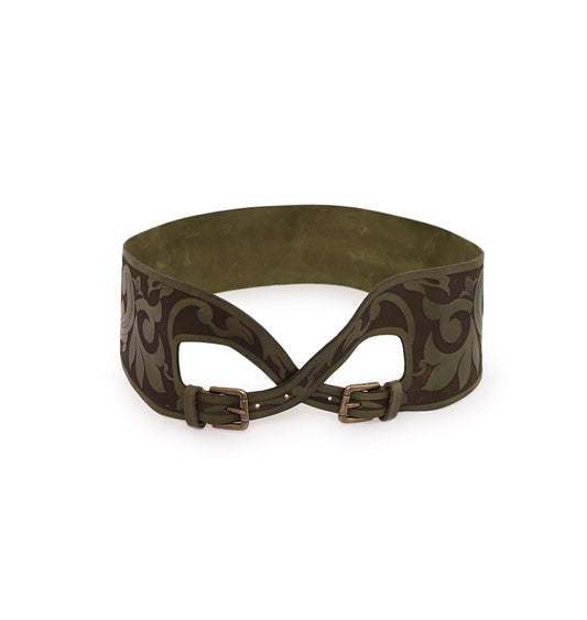 OLIVE  Womens Genuine Leather Belt by Art N Vintage