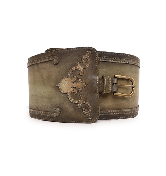 OLIVE Womens Genuine Leather Belt by Art N Vintage