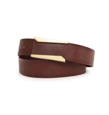 Cognac Elegant Angled Buckle Belt by Art N Vintage