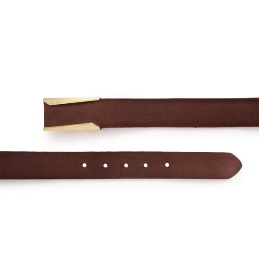Cognac Elegant Angled Buckle Belt by Art N Vintage