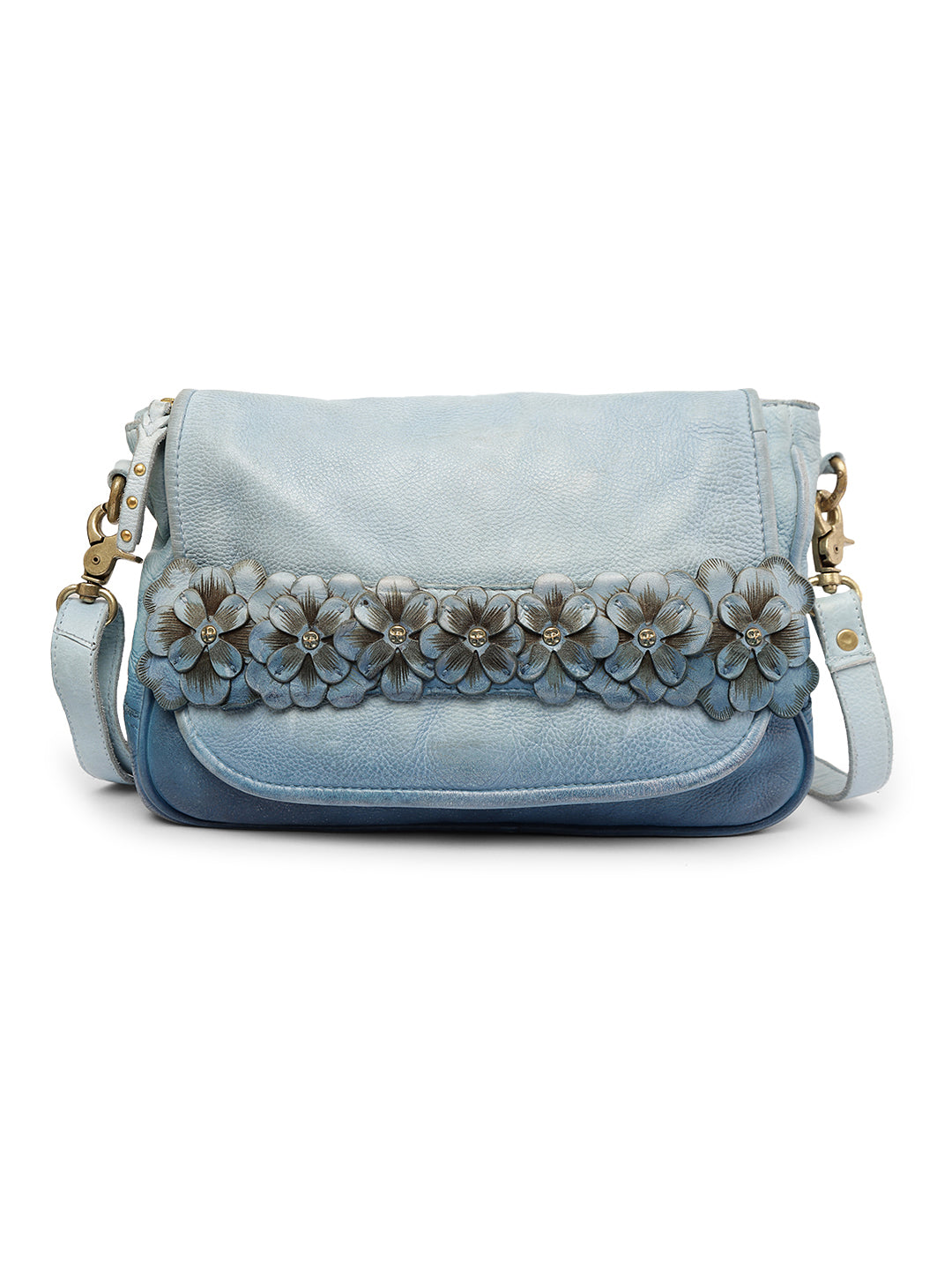 Discover Azure Aster: Luxurious Blue Leather Crossbody for Effortless Elegance