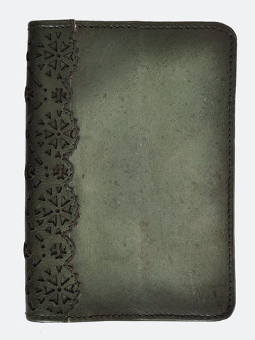 Olive Mandala Embossed Real Leather Diary Cover