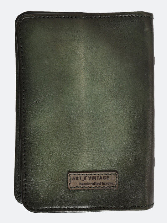 Olive Mandala Embossed Real Leather Diary Cover