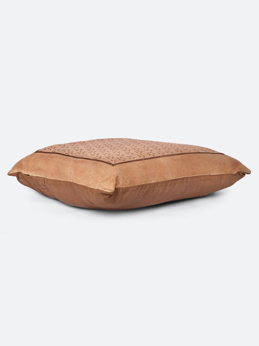 Artisan Diamond Cut Leather Cushion – Beige