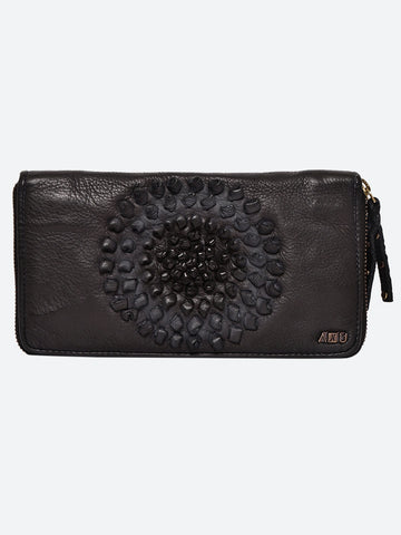 Art N Vintage Handcrafted Rosette Leather Zip-Around Wallet