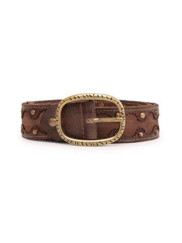 Brown Cutwork Medium width Jeans Belt by Art N Vintage
