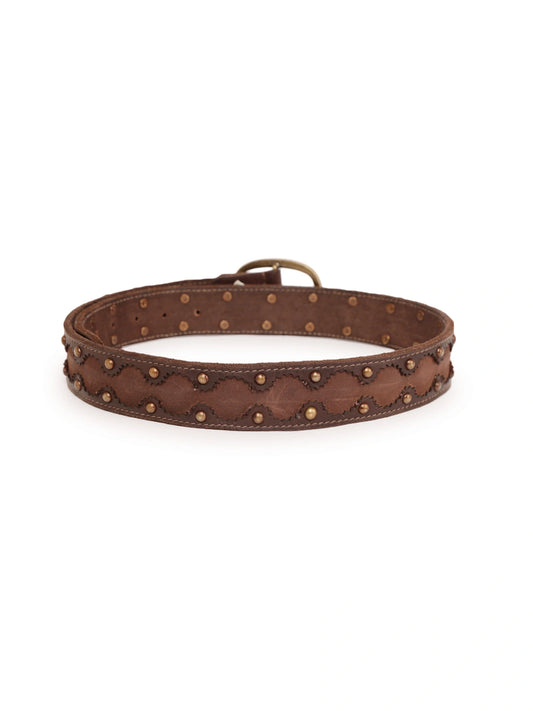 Brown Cutwork Medium width Jeans Belt by Art N Vintage
