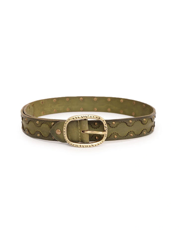 Olive Cutwork Medium width Jeans Belt by Art N Vintage