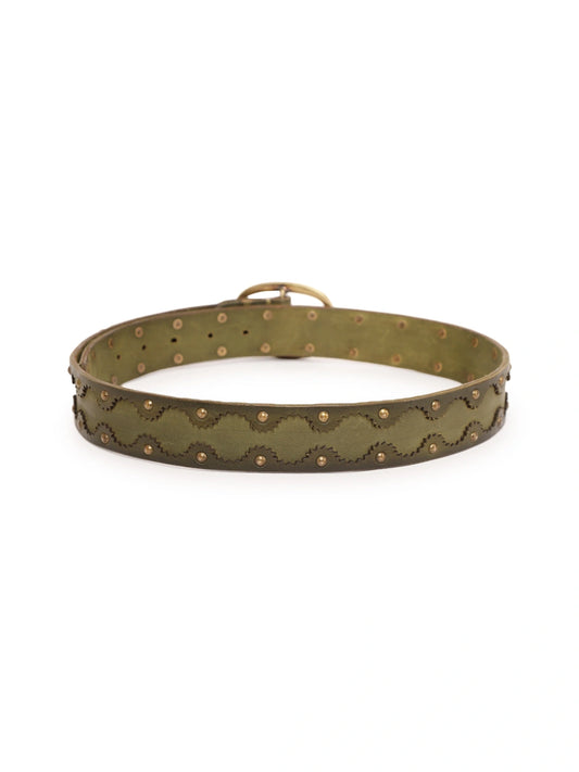 Olive Cutwork Medium width Jeans Belt by Art N Vintage