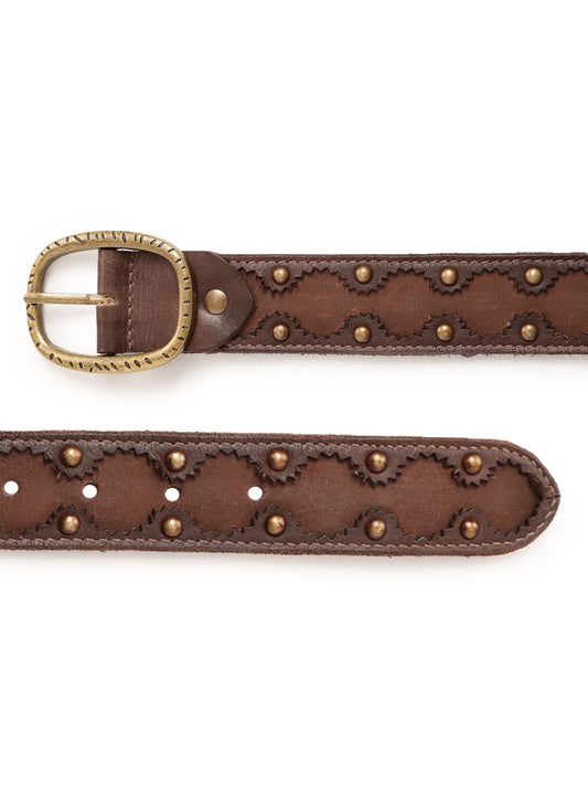 Brown Cutwork Medium width Jeans Belt by Art N Vintage
