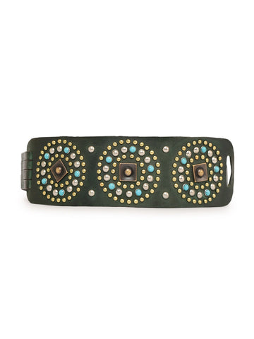 Emerald Medium width- Studded Leather Waist Belt by Art N Vintage