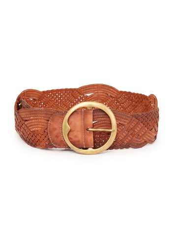 Tan Burnished Midbar Braided Wide Hip Belt by Art N Vintage