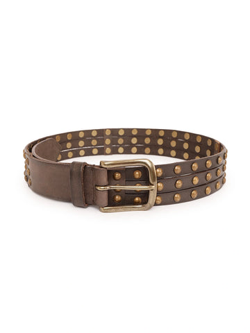 Brown Studded Waist Belt in Leather by Art N Vintage