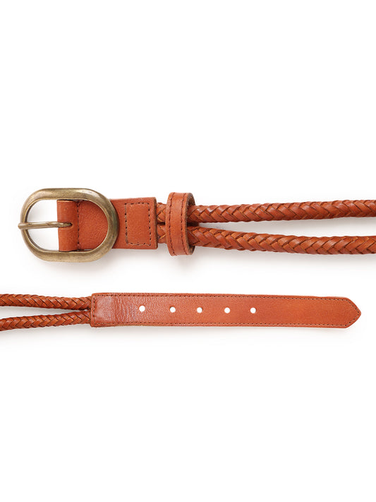 Tan Rope Belt in Leather by Art N Vintage