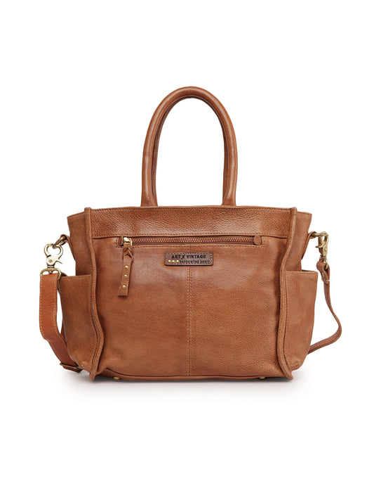 Vintage Two-Tone Woven Leather Tote Bag