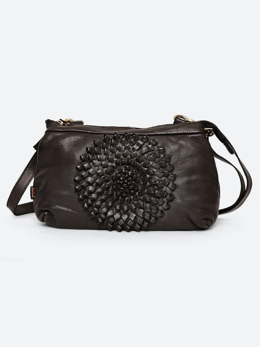 Vintage Handcrafted Leather Floral Crossbody Sling Bag