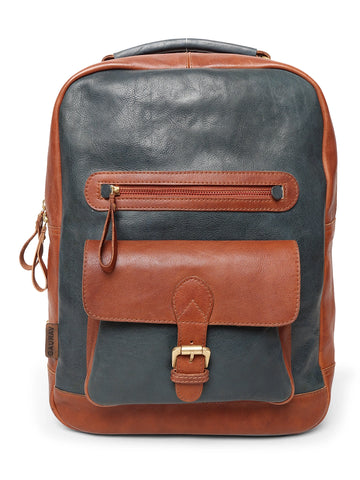 Two-Tone Real Leather Backpack