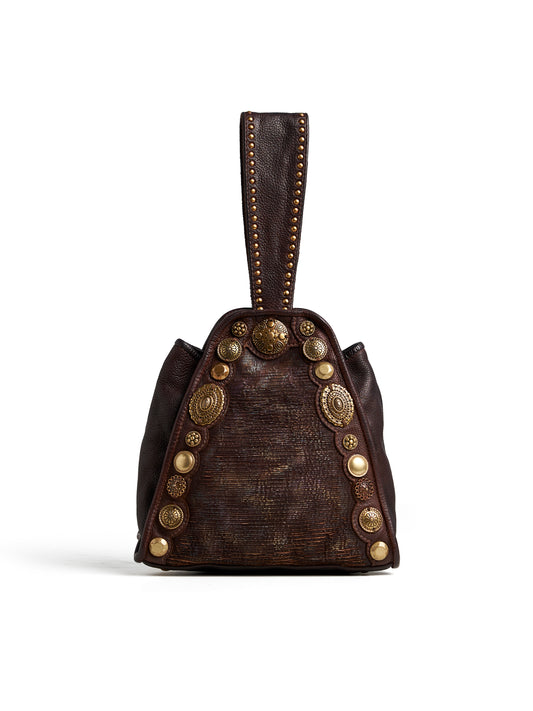 SILVIA: Brown Womens Real Leather Bucket Bag by Art N Vintage