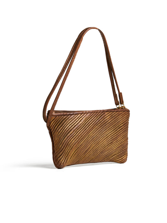Gilded Elegance Textured Mini Hand Bag