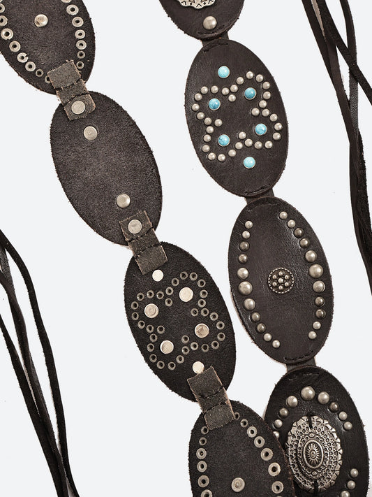 Boho Studded Leather Waist Belt