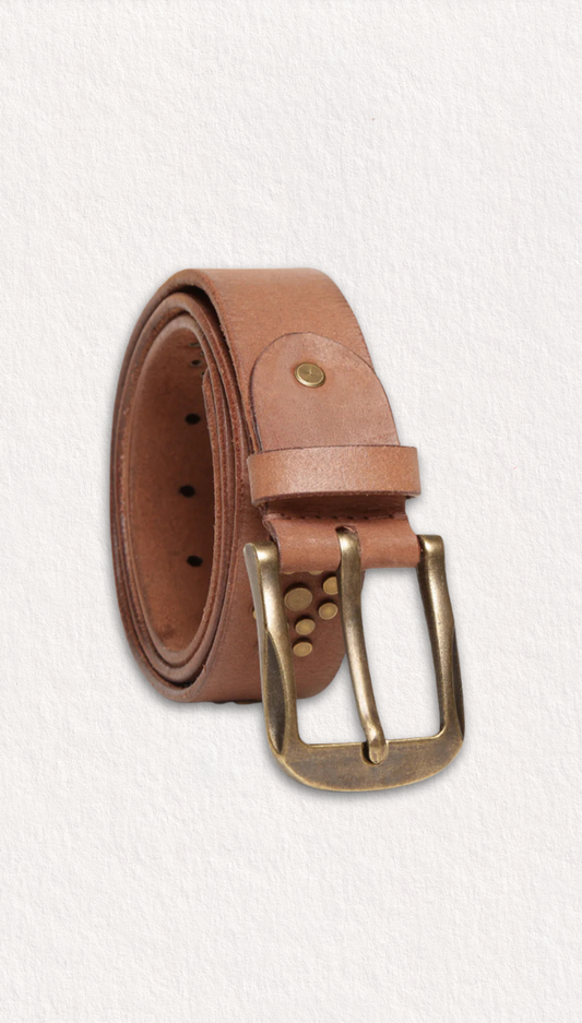 Natrual mens Studded Leather Belt: Mr. Ajay Kumar X Art N Vintage