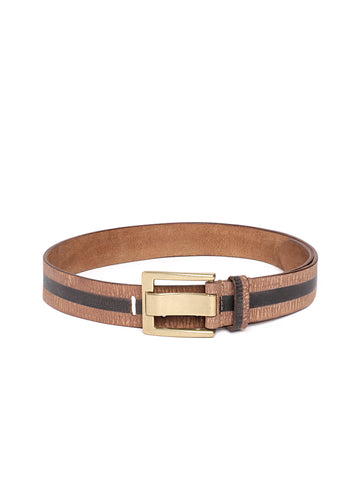 Tan Leather Laser-Cut Design Men's Belt by Art N Vintage