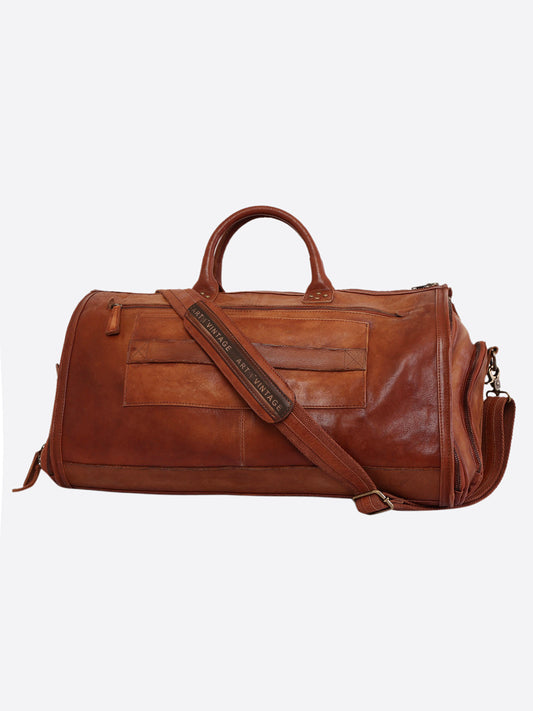 Vintage Leather Convertible Duffle Bag by Art N Vintage