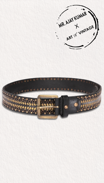 Black Genuine Leather Belt: Mr. Ajay Kumar X Art N Vintage