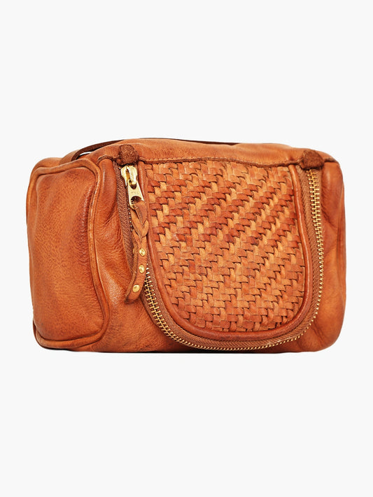 Heritage Weave Real Leather Toiletry Pouch