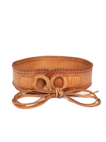 Cognac Womens Genuine Leather Belt by Art N Vintage