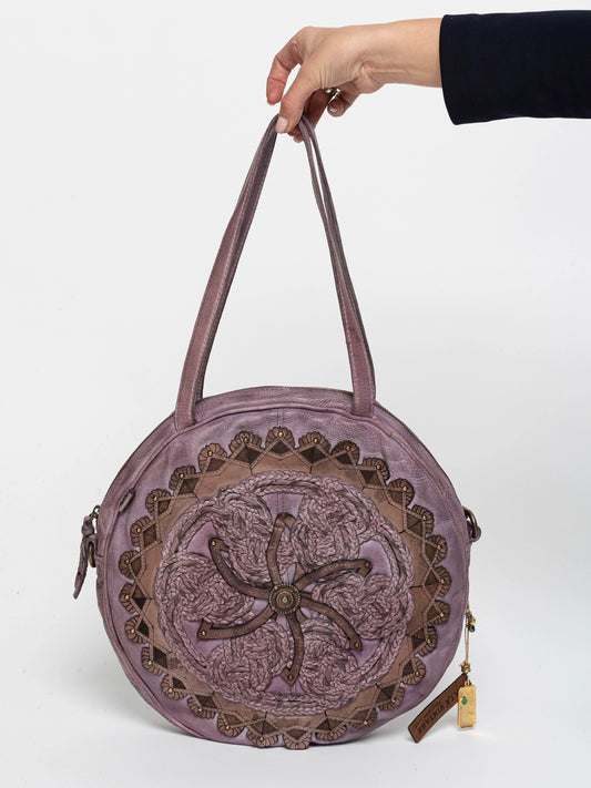 Circular Mandala Woven Leather Bag