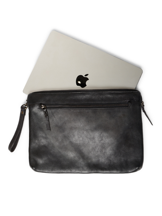 Timeless Protection: Black Leather Laptop Sleeves