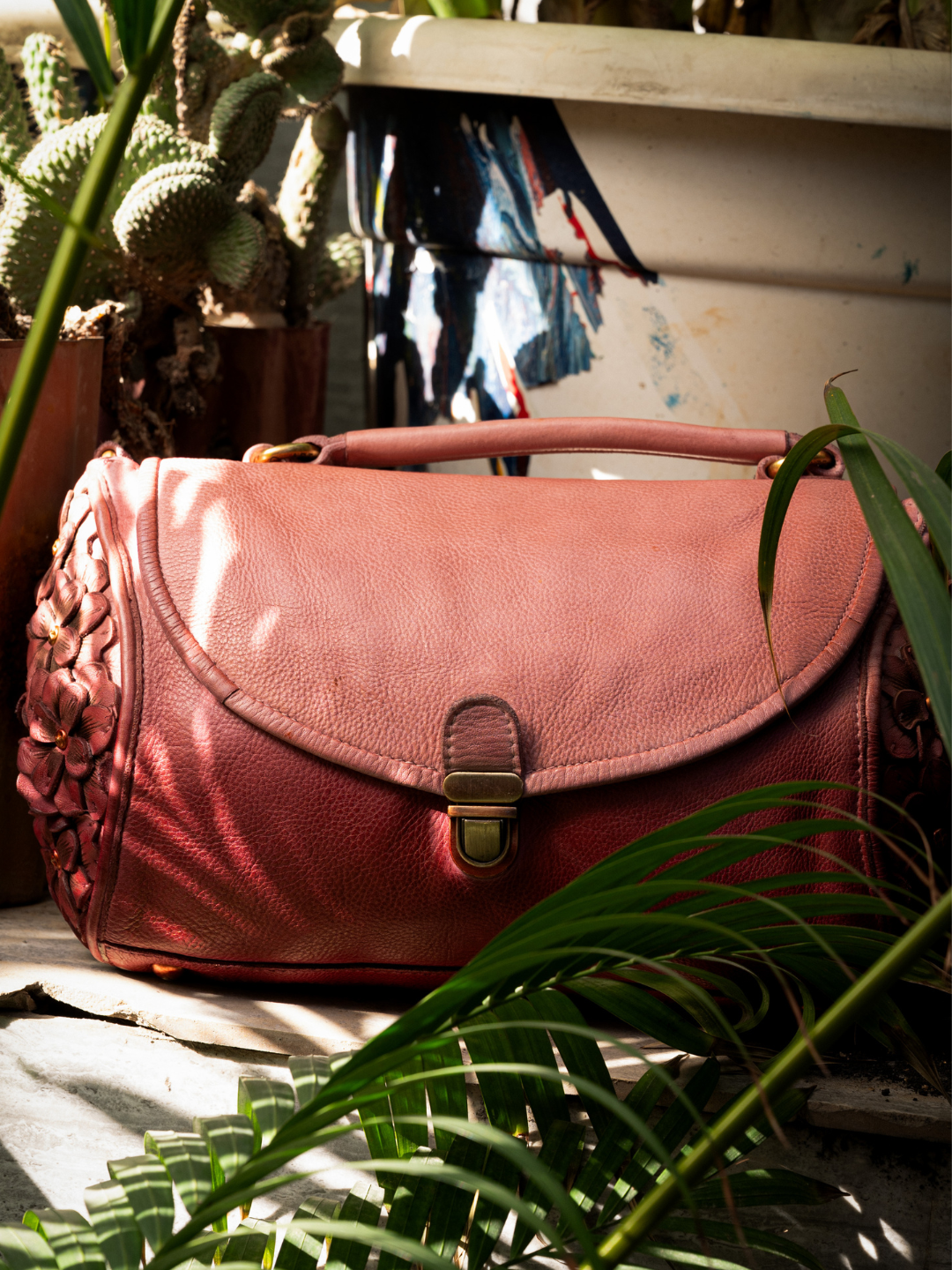 Roseate Elegance: Leather Crossbody for Effortless Style