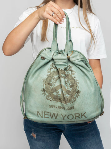 Art N Vintage Graphic Leather Drawstring Backpack