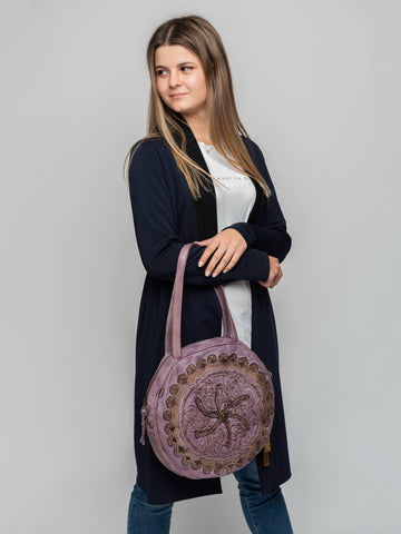 Circular Mandala Woven Leather Bag