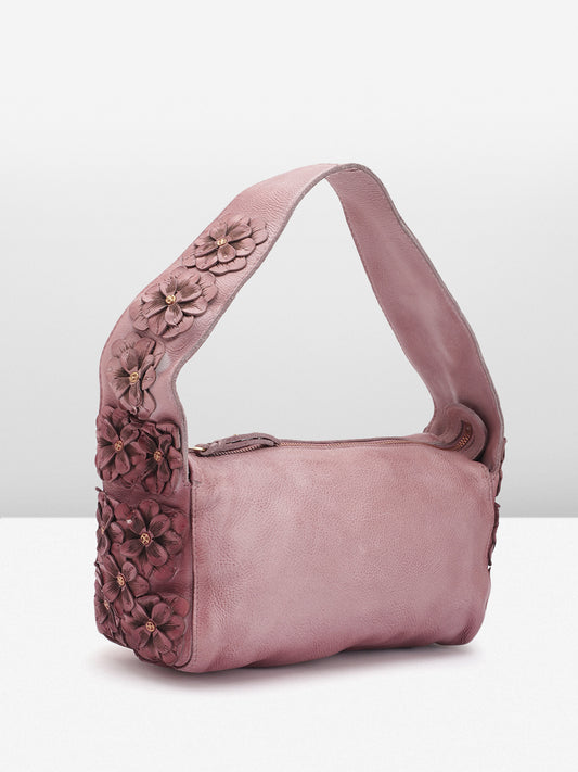 Azure Aster Charm: Elevate Your Look with Our Leather Shoulder Bag