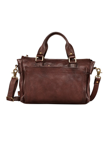 Windsor Brown Real Leather Laptop Bag with Shoulder Strap