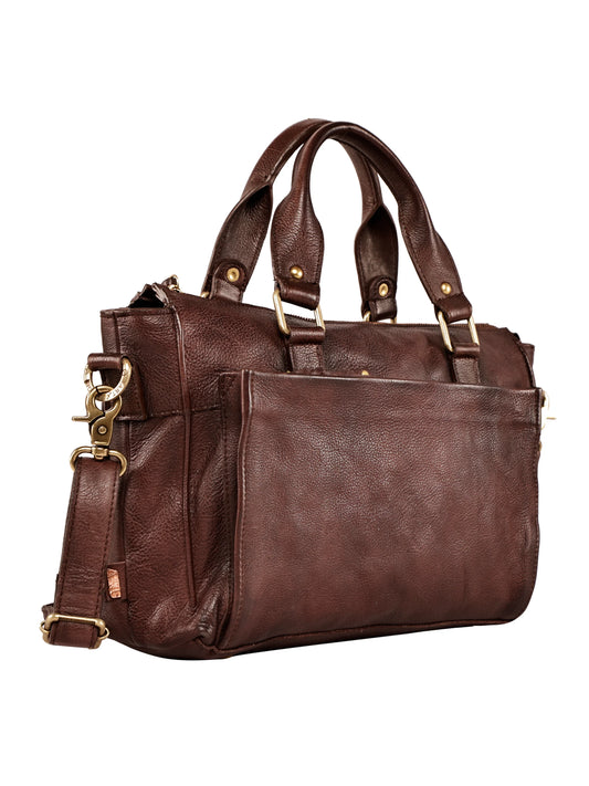 Windsor Brown Real Leather Laptop Bag with Shoulder Strap