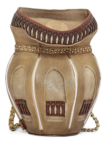 Anandpoli- Hawa Mahal Handcrafted Gold Real Leather Sling Bag with Arch Motifs